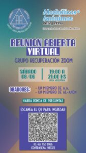 Reunión abierta virtual , grupo recuperación zoom